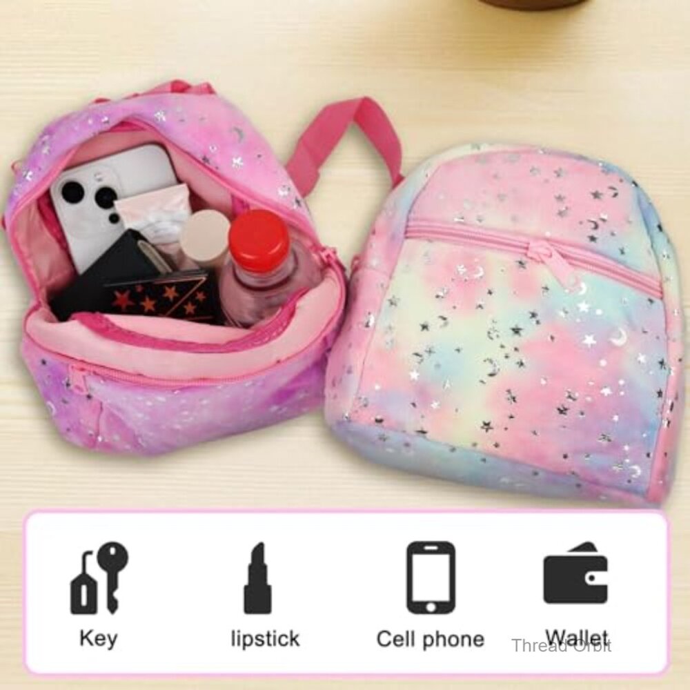 Plush Mini Backpack With Adjustable Strap, Two Co… - image 6